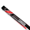 Hockey stick with 'Canada' and a red cross design on a white background