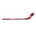 Red hockey stick with Bauer branding on a white background