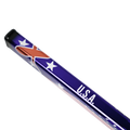 Golf club head with U.S.A. flag design on a white background
